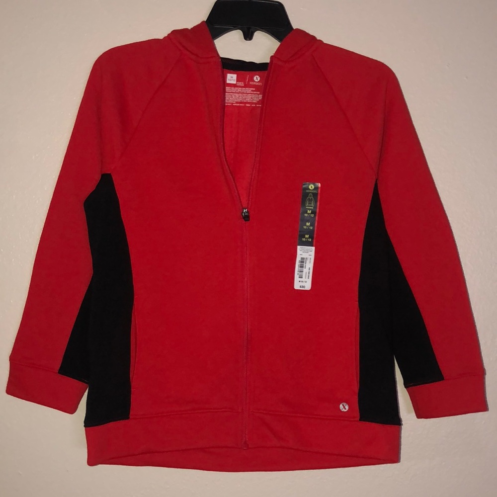 Xersion Juniors Madrid Red Hoodie  Sweatshirt Size M 10/12.